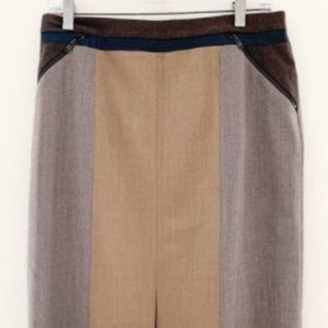 Club Monaco Brown Pencil Skirt with Leather Accent